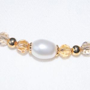 Handmade Pearl and Crystal Minimal  Brass Bracelet